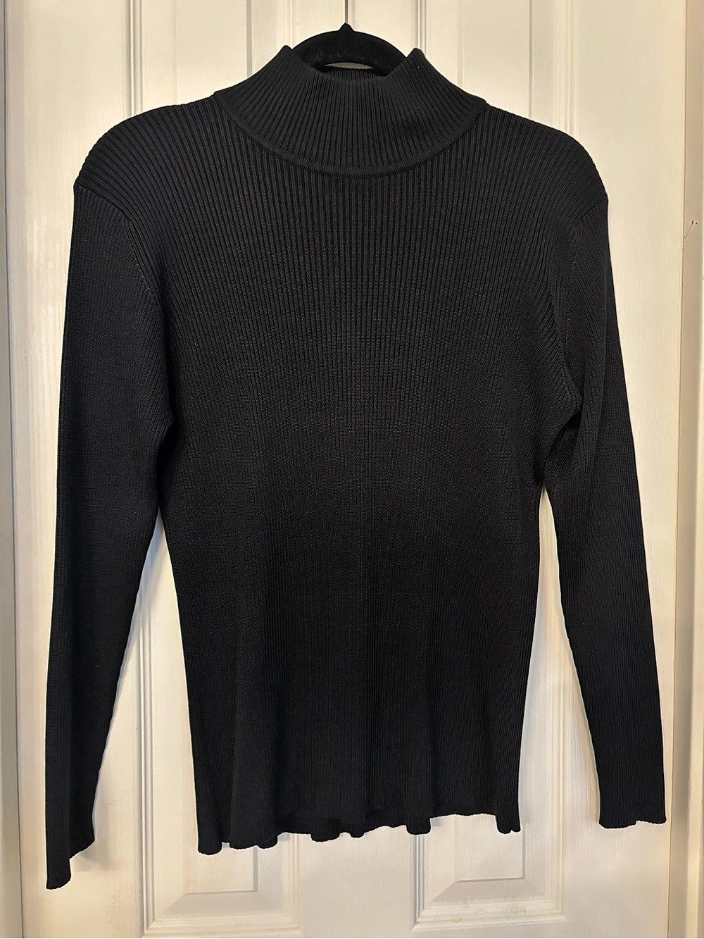Nordstrom Silk Ribbed Turtleneck Petite Black Like New